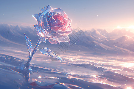 冰雕玫瑰的唯美幻境图片
