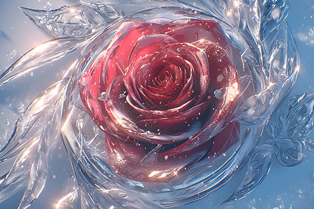 冰雪红玫瑰图片