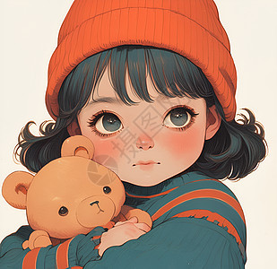 小女孩抱着泰迪熊图片