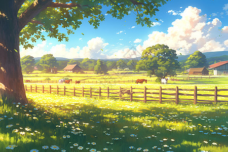 美丽的牧场背景图片