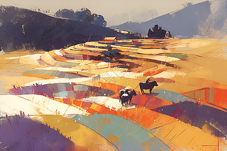 色彩描绘的乡村美景图片