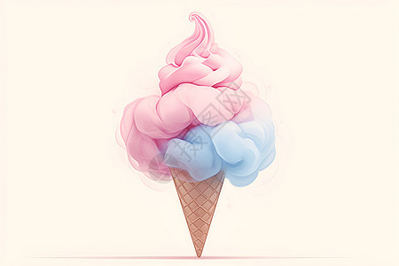 蓝粉色的甜筒冰淇淋图片