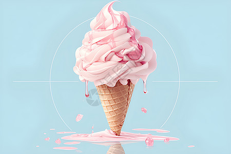 粉色甜筒冰淇淋图片