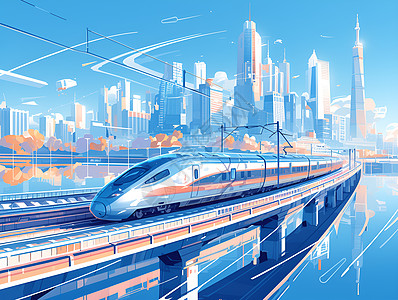 现代城市的高速列车图片