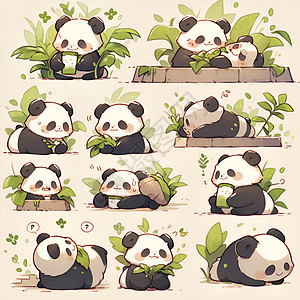 熊猫表情包可爱的熊猫们插画