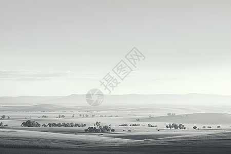 黑白的田园风景图片