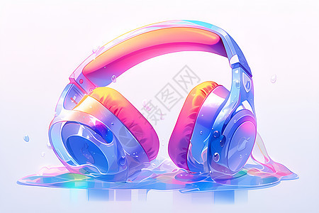 彩虹色的耳机图片