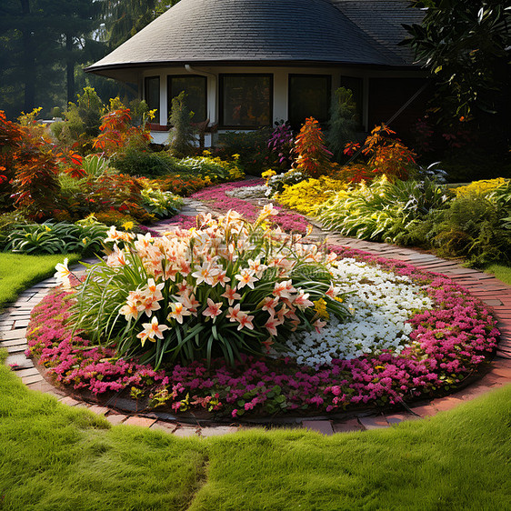 庭院圆形花卉图片