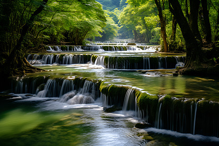 公園山林溪水背景