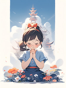 少女祈祷的光芒图片