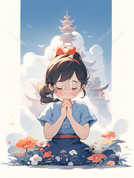 少女祈祷的光芒图片