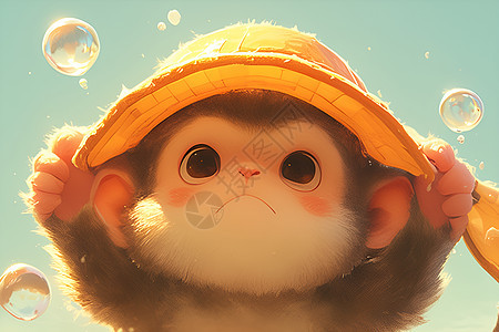 猴子戴着帽子图片