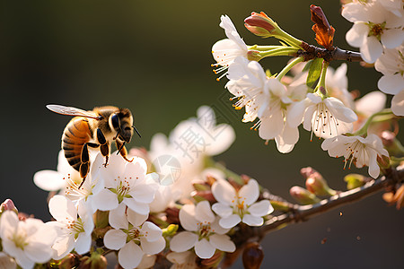蜜蜂停花朵上高清图片