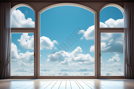 宽阔天窗与白云相伴图片