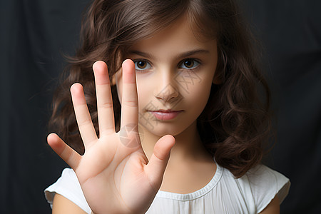 孩子手指一个小女孩伸出手掌背景