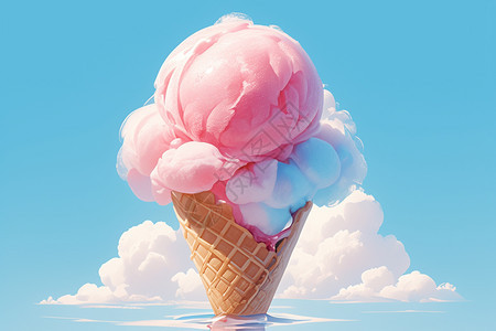 粉色棉花糖冰淇淋图片