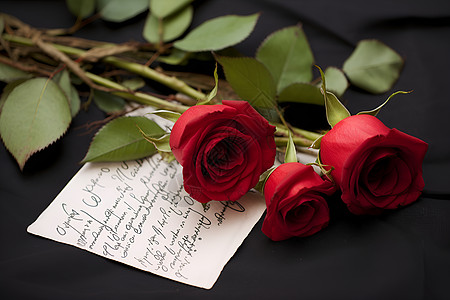 桌面上的玫瑰和纸张图片