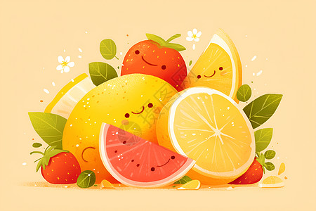 可爱的水果美味表情高清图片