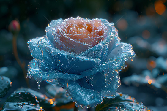 户外的冰冻玫瑰花图片