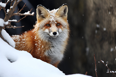 雪地中的红狐图片
