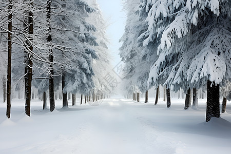 冬季户外的冰雪树林图片