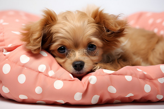 枕头上趴着的小狗图片