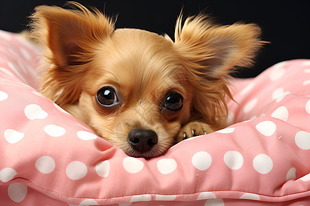 躺在枕头上的宠物狗图片
