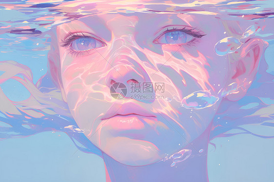女孩潜入水中图片