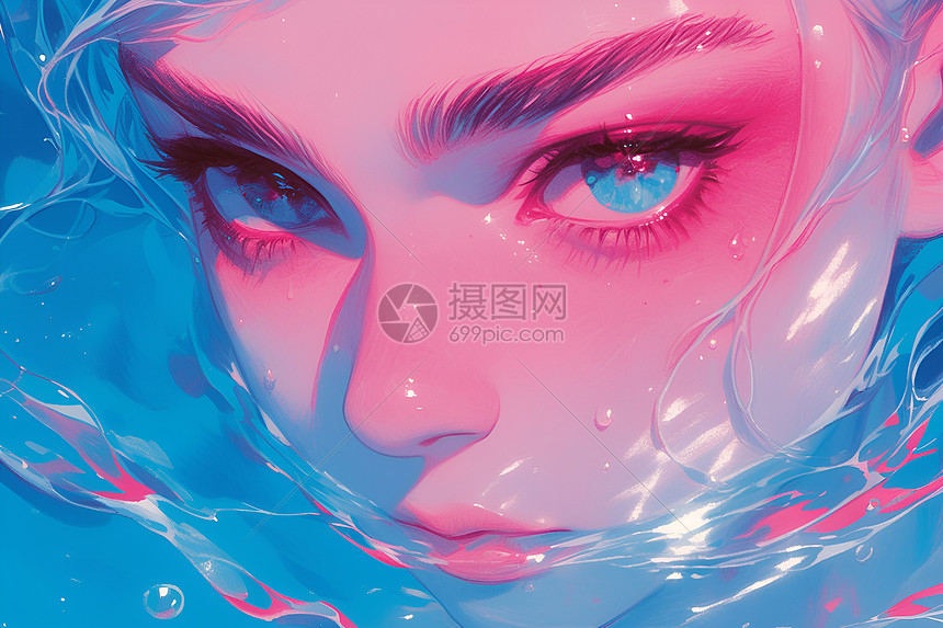 水中的少女图片