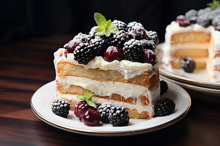 甜莓奶油蛋糕图片