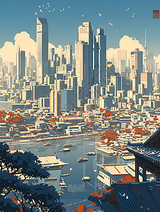 高楼林立的城市背景图片