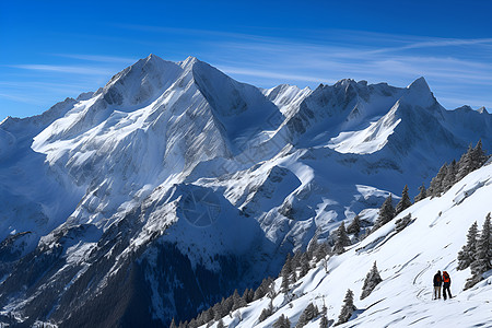 山顶呐喊白雪皑皑的山脉插画