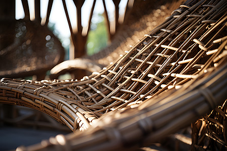 工艺精湛的竹木椅子图片
