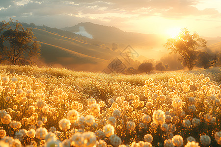 油菜花开金色的油菜花海背景