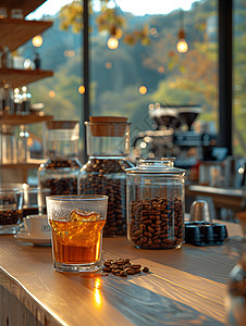 山脉里的咖啡店图片