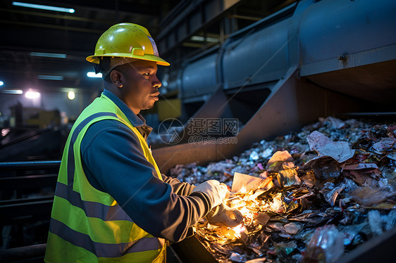 垃圾处理厂的工人图片