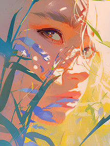草丛中的女孩背景图片