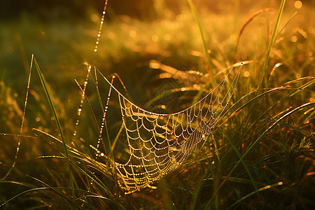 草丛的蜘蛛网图片