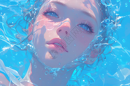 水中仰泳的女孩背景图片