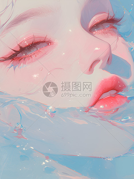 水中仰泳的少女图片