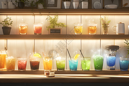 色彩斑斓的茶饮店图片
