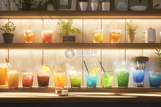 色彩斑斓的茶饮店图片