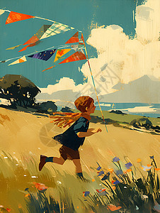 放风筝的男孩背景图片