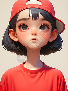 戴棒球帽的少女高清图片