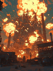爆炸的化工厂图片
