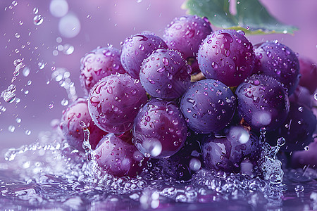带着水滴的葡萄高清图片