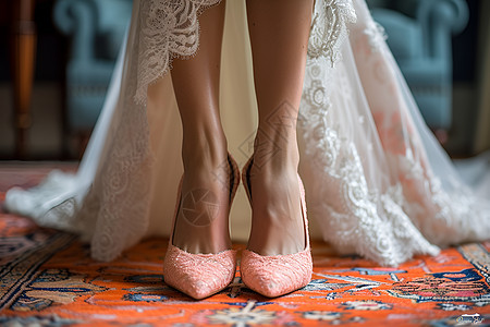 新娘粉色时尚高跟鞋图片