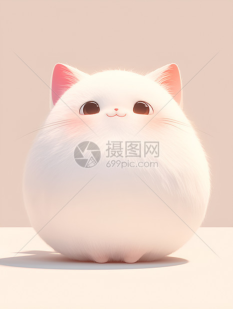 胖胖的白色小猫图片