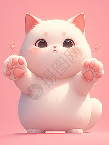 白猫竖立爪子图片