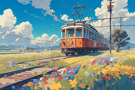 春季之旅绚丽火车图片